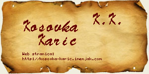 Kosovka Karić vizit kartica